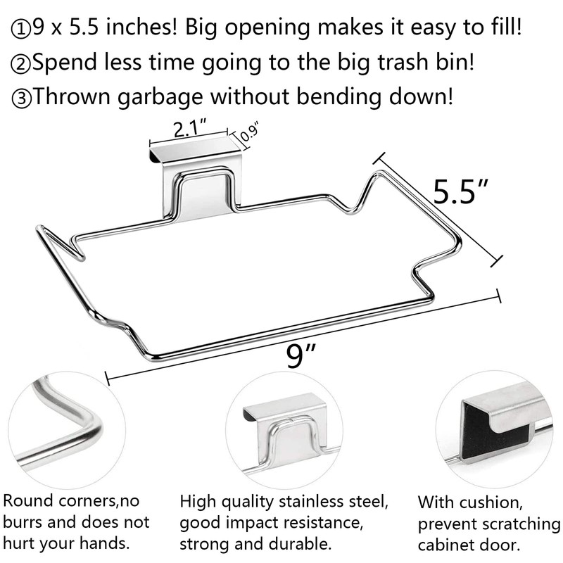 OYSIR Large Stainless Steel Trash Bag Holder for Kitchen Cabinets