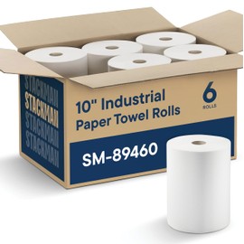 Industrial Paper Towels 10 x 800 White Roll Towels High Capacity Premium Quality (TAD Fabric Cloth Like Texture) Fits Touchless Automatic Commercial Towel Dispenser (Packed 6 Rolls)