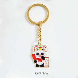 CAMOSE Cute Panda Keychain for Girls and Boys, Kawaii Panda Keychain for Backpack, Car, Purse, Accessories, Panda Charm Gifts for Birthday, Christmas, Pack of 10, red, Unit size