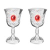 Ruby Goblet Embossed Design Silver Metal Wine Glass Vintage Ethnic