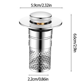 2 Pcs Bathroom Sink Drain Stopper Pop-up Sink Strainer Shower Drain Hair Catcher with Basket Stainless Steel Anti Clogging Removable Bathtub Plug for Washroom