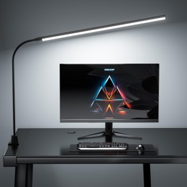 deeloop LED Clip on Light/Reading Light, 20" Ultra-Long Chips Bright Desk Lamp, 10%-100% Stepless Dimming & 3 Color Modes Office Lamp with 360° Gooseneck Memory Function Clamp Light for Working