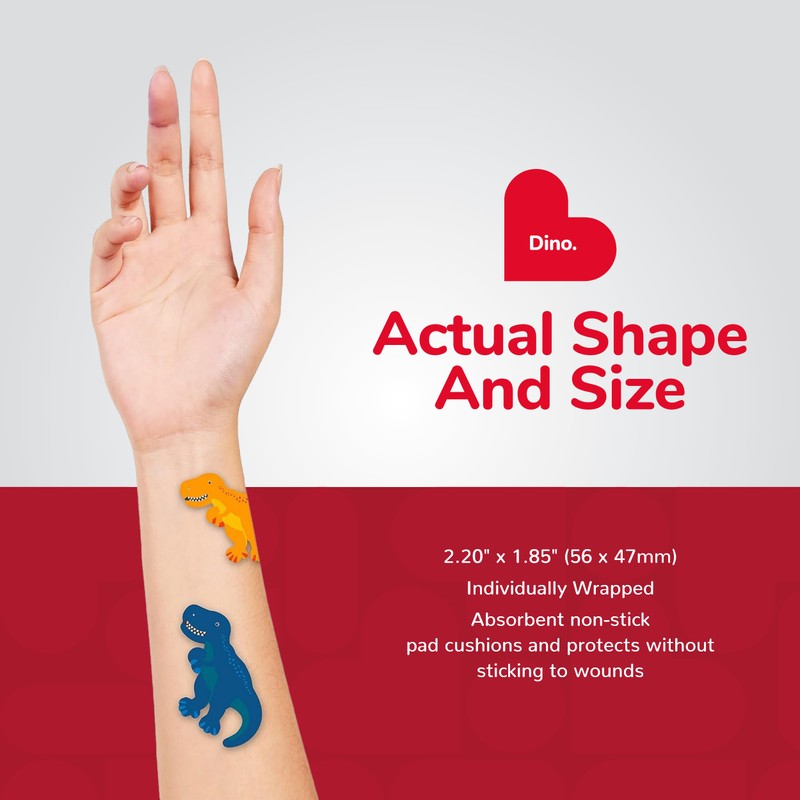 BioSwiss Bandages, Dinosaur Shaped Self Adhesive Bandage Set, Latex Free,