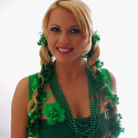 GIFTEXPRESS 72 Pcs 33" 7mm Metallic Green Beaded Necklaces, Bulk Mardi Gras St. Partrick's Day Party Beads Necklaces, Holiday Beaded Costume Necklace for Party