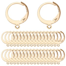 SUNNYCLUE 1 Box of 80 Leverback Earring Hooks Real 18 Carat Gold-Plated Stainless Steel Huggie Hoop Round Leverback Ear Hooks Lever Back Hoop Earrings for Jewellery Making Earrings Accessories