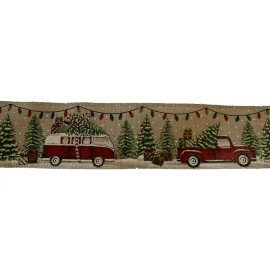 Celebrate It Christmas Wired Edged Ribbon VW Van Bus Red Truck Celebrate It 2 1/2” Wide New