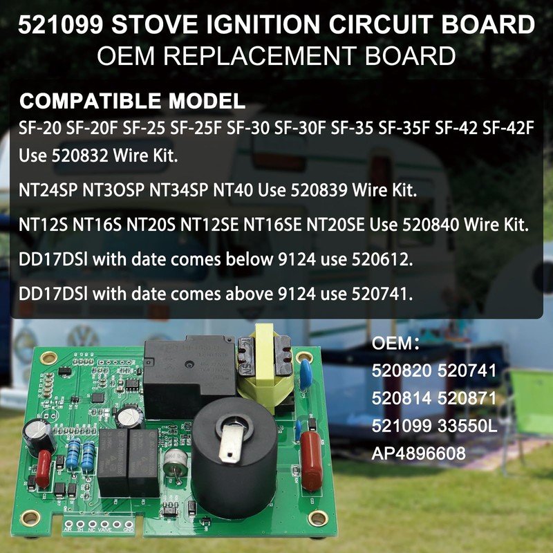 Upgrade 520820 Circuit Board with Fan Control, 12V DC RV