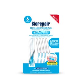 Biorepair, Scovolini Interdentali Ultrafine, Spazio Interdentale 0,60mm, Protezione Antibatterica Sempre Attiva, Facile da Usare, Con Microrepair, SCP, 1 Confezione da 6 Pezzi