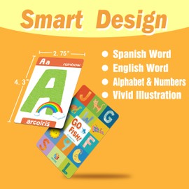 EDUMAETRIX Spanish English Bilingual Alphabet Numbers Go Fish Card Game for Kids,72 Cards, ABC Learning Playing Cards, Memory Matching Games, 2-8 Players, Ages 4-8 and up, Old Maid and Slap Jack