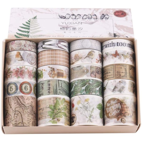 Lychii Washi Tape Set, 20 Rolls, Decorative Tape, Collection for