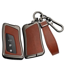 ontto Alloy Car Key fob Cover Fit for Lexus NX IS RX ES GX LX LS UX GS 200 260 300 350 NX200 NX300 RX350 ES300 Remote Leather Key case Shell key holder bag keyring keychain accessories Black-brown