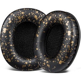SOULWIT Earpads Replacement for MDR-7506 MDR-V6 MDR-V7 MDR-CD900ST Monitor Headphones, Ear Pads Cushions with Softer Protein Leather, High-Density Foam - Black Gold