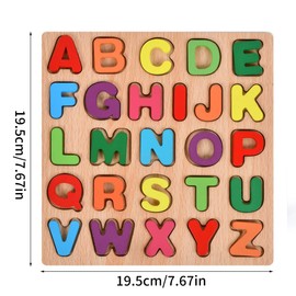 Wooden Alphabet Puzzle Board, Educational Learning Toy, Colourful Letters A-Z, Montessori toy