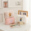 Fluffy Bear Pouch: Cute Portable Wash Bag for Girls with Large Capacity Embroidery NO.2 5ea
