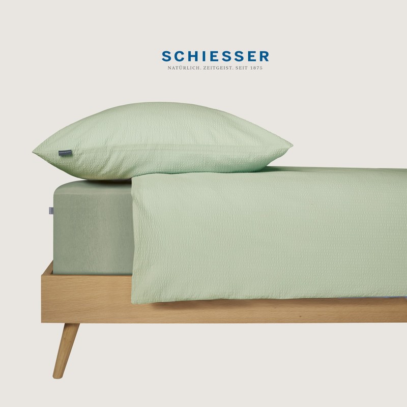 Schiesser Laura Bed Linen Set 2-Piece Plain Elegant Percale Seersucker