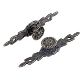 2 PCS Antique European Flower Handle Pull, 2.48 x 0.51 Inch Drawer Wardrobe Handle, Mini Pull Knob with 4 Screws for Wooden Jewelry Box, Zinc Alloy