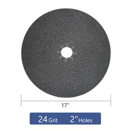 HUAALIUCHE Floor Sanding Disc Cloth-Backed Silicon Carbide，17" x 2" Holes for Concrete, Stone, 24 Grit, 3-Pack
