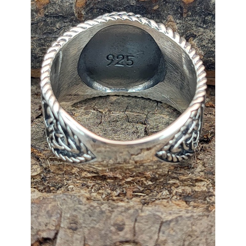 Kiss of Leather Viking Compass Vegvisir Ring 925 Sterling Silver
