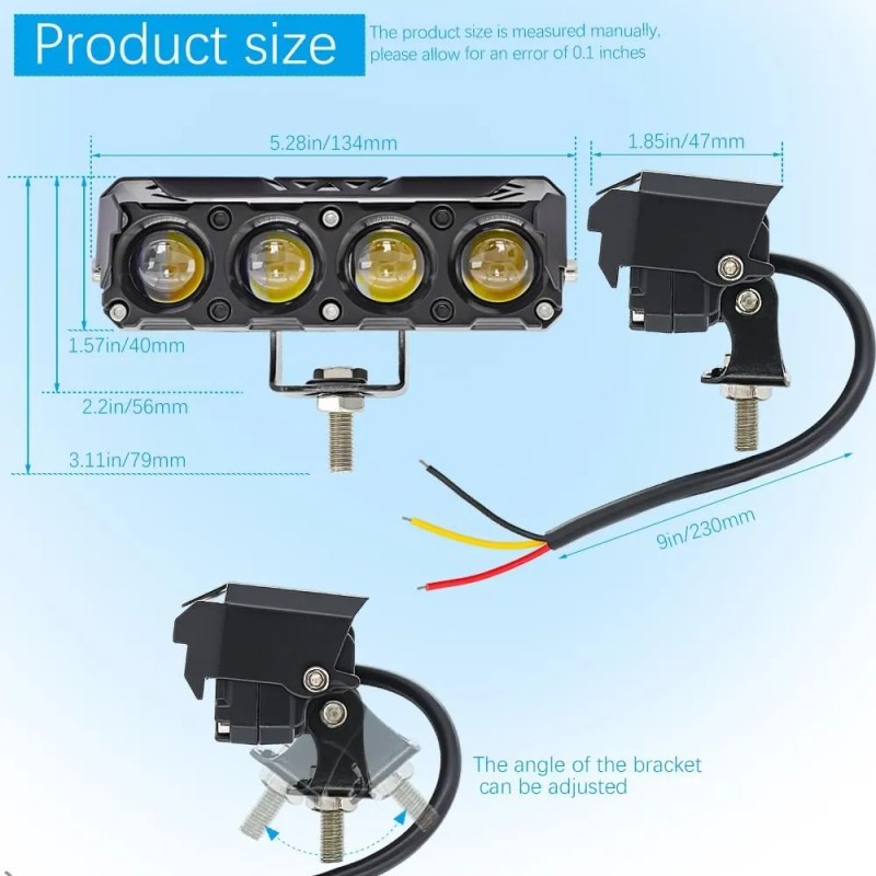 Par Luces Led Auxiliares Faros Para Motos Auto Impermeable