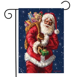 Black Santa Claus Christmas Garden Flag Toys Presents 12.5" x 18" Briarwood Lane
