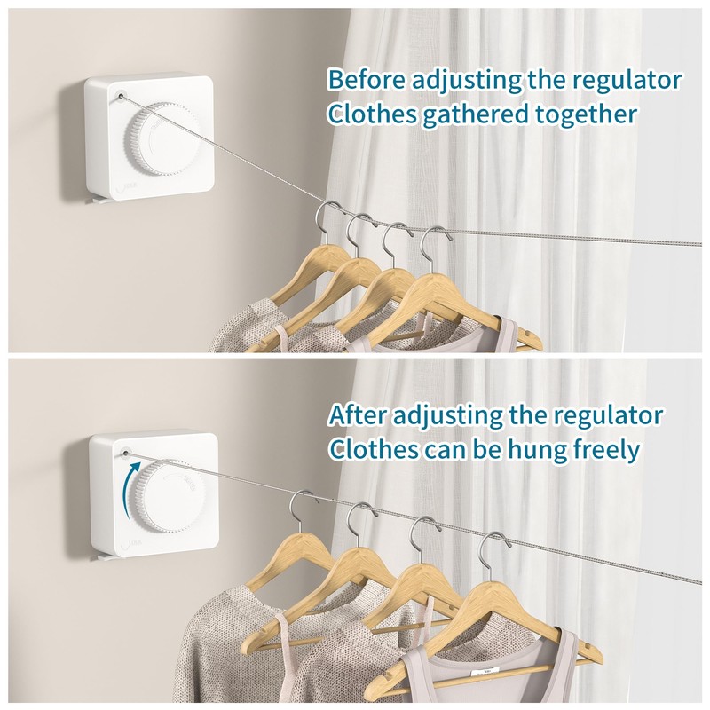 JOOM Retractable Washing Line, Wall Mounted Indoor Clothesline,White