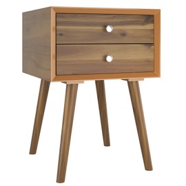 Giantex End Table W/Drawers and Storage Wooden Mid-Century Accent Side Table Multipurpose for Bedroom, Living Room Home Furniture Nightstand (1, Walnut)
