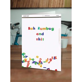 Brainbox Candy - Rude Christmas Cards For Men - 'Bah Humbug and Sh*t' - Funny Xmas Cards Perfect For Grumpy Friends Mates Him Her Boyfriend Girlfriend Partner