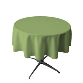 LA Linen Polyester Poplin Round Tablecloth, 58", Sage Dark