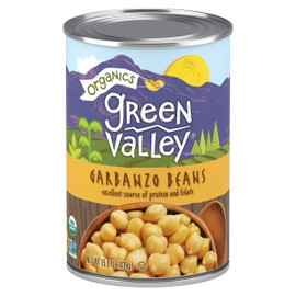 Green Valley Organics Garbanzo Beans | Certified Organic | Delicious Mildy Nutty & Savory Flavor | Creamy Color | Good Source of Dietary Fiber & Protein | 15.5 oz can (Pack of 4)