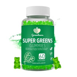 GreenBears Super Greens Gummies - Daily Greens Supplement with Spirulina, Chlorella, Wheatgrass, & Probiotics - Natural Energy Boost, Immune Support & Detox - Vegan, Non-GMO, Gluten-Free, 60 Gummies