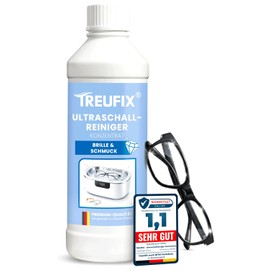 Treufix Ultrasonic Cleaner Concentrate Glasses Cleaner & Jewellery Cleaner | For maximum cleanliness and cleaning of glasses, jewellery, watches etc. in an ultrasonic bath 750 ml, made in Germany