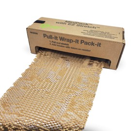 IDL Packaging HexcelWrap Cushioning Kraft Paper 15.25" x 300' in Self-Dispensed Box – Eco-Friendly Honeycomb Alternative to Bubble Wrap – Innovative Packing Paper Roll for Shipping and Moving