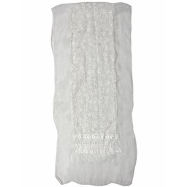 Dahlia Women's Evening Wrap Shawl Scarf - Shining Floret Embroidered Lace -White