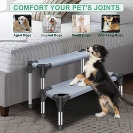 Dog Stairs for Small Dogs - 2 Tiers Dog Steps for High Bed and CouchSofa 12.2" H, Non-Slip Bottom Pet Stairs, for Dogs and Cats Climbing