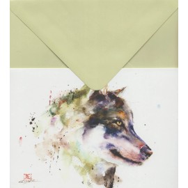 Paper Destiny Colorful RainBow Watercolor Wolf Bookshelf Decor Blank Note Greeting Card