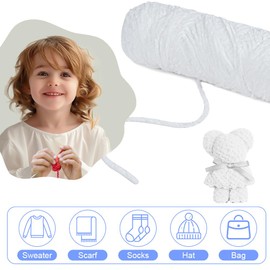 AUAUY Chunky Chenille Yarn, 5 x 100g Chenille Super Soft Chunky Yarn, Velvet Yarn for Knitting and Crocheting, Fluffy Yarn for Crochet, Blanket Yarn for Clothes, Scarves and DIY Knitted Works, White