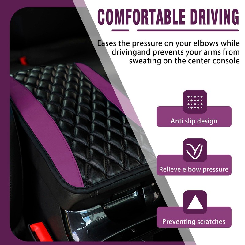 Couslcd Auto Center Console Pad, Universal Waterproof Armrest Seat Box