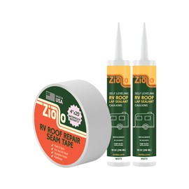 Ziollo RV Repair Kit with 2 x 10 oz of Self Leveling Caulking Lap Sealant & 1 RV Roof Repair Seam Tape 4" x 25' - Works on EPDM, TPO, Metal & Fiberglass