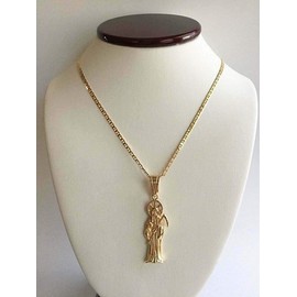 Yonune 18K GOLD PLATED GRIM REAPER NECKLACE 20" LONG / 18K BANO DE ORO CADENA DE LA SANTA MUERTE 20" LARGO-P77