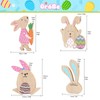 LIHAO 4 x Rabbit Decoration Set Easter Bunny Wooden Easter
