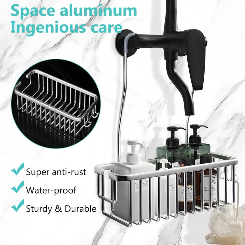 PZJFH Shower Caddy, Hook Design Shower Shelf，Strong Load-Bearing Capacity Shower，Bathroom