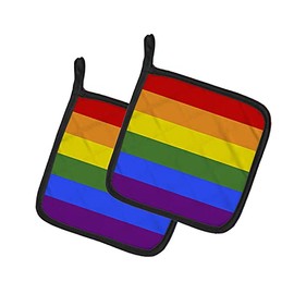 Caroline's Treasures CK7992PTHD Gay Pride Pair of Pot Holders Kitchen Heat Resistant Pot Holders Sets Oven Hot Pads for Cooking Baking BBQ, 7 1/2 x 7 1/2