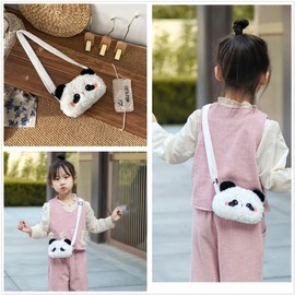 MOSSTYUS Plush Animal Shoulder Bag Cute Toddler Kids Crossbody Purse Small Coin Purse Messenger Bag for Girls Women,Panda F#