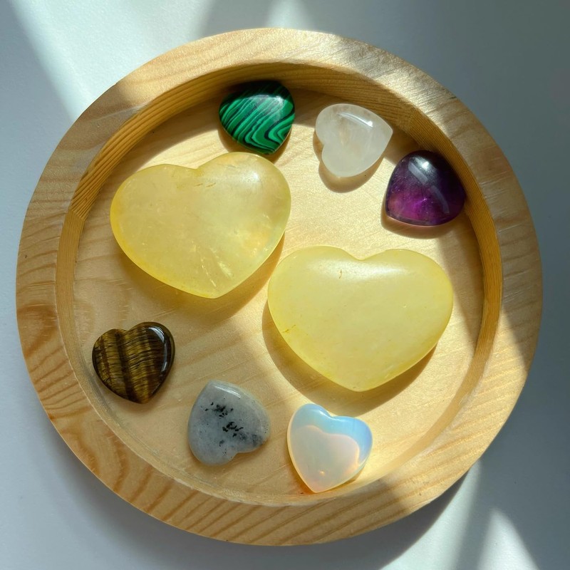 XIANNVXI 45mm Citrine Crystal Heart Stone Citrine Crystal Gemstone 1.8"