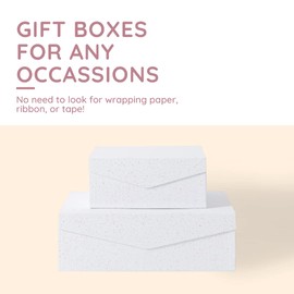 White and Gold Gift Boxes with Magnetic Closure – Set of 2, Nesting Gift Box Set for Presents, Decorative Cardboard Boxes with Magnetic Lids for Wrapping Gifts, Storage and Christmas Boxes
