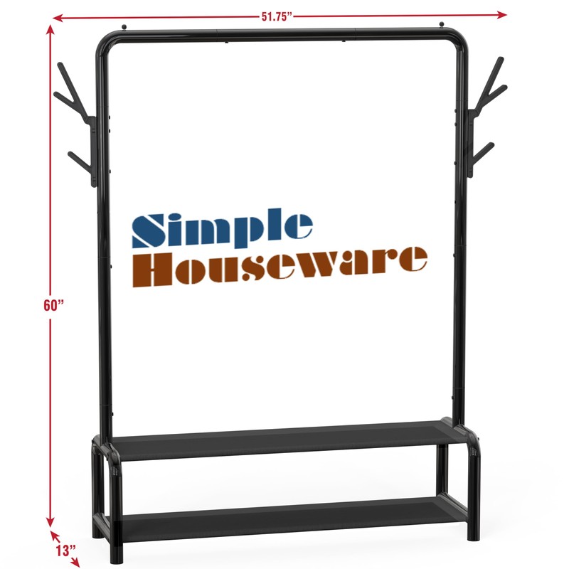 Simple Houseware 52-Inch Garment Rack with Storage Shelves and Coat/Hat