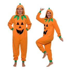 Funziez! overol delgado de calabaza para adultos, disfraz de Halloween Jack O Lantern - Traje de cosplay de una pieza para adultos, mujeres y hombres
