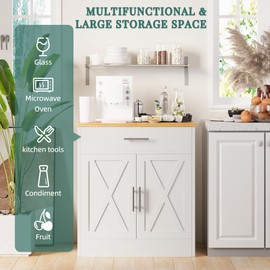 Shintenchi Kitchen Buffet Cabinet with Adjustable Shelf, Modern Kitchen Storage Cabinet,Farmhouse Coffee Bar Cabinet（White）