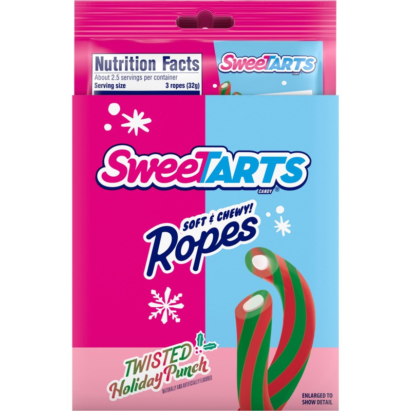 Sweetarts Ropes Twisted Holiday Punch, Christmas Candy, Stocking Stuffers, 3oz,