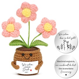 MorLuks Crochet Flowers, Pocket Hug German with Hug, Lucky Charm, Knitted Flower Doll, Positive Flower, Courage Gift for Friend, Family, Colleague, Z16-7